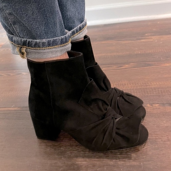 NEW Rebecca Minkoff Suede Lara Bow Boot Black bow detail - Picture 11 of 13